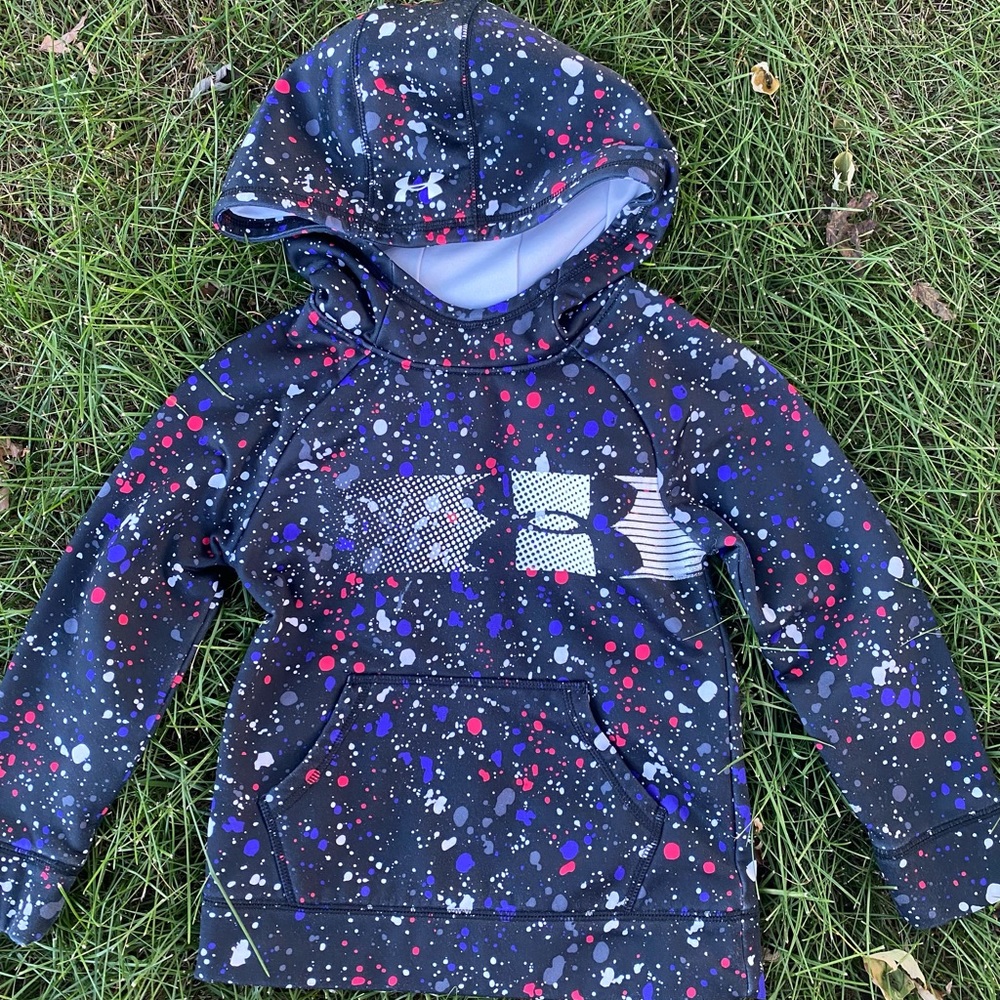 Under Armour Little Girls Fleece Hoody Printed Logo Sweater Size YXS